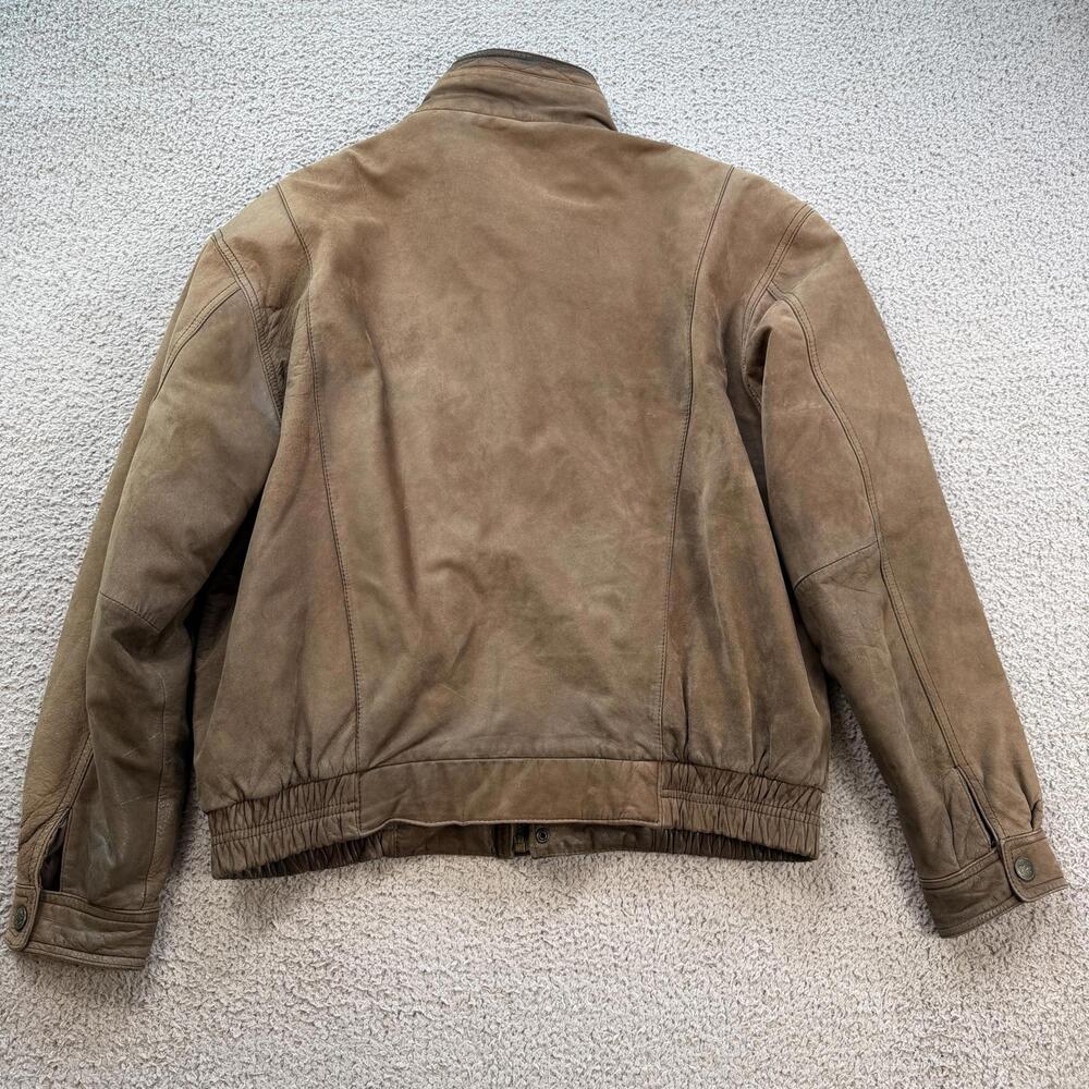 Vintage 90s Members Only Genuine Leather Jacket Brown Quilted Lined Korea Made L - Picture 2 of 9
